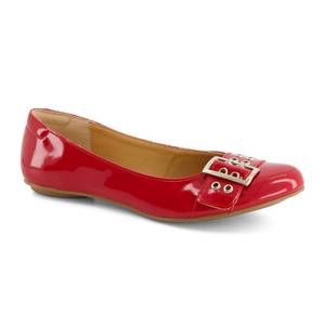 NEW ANDREA women's wide buckle ballerinas in red
